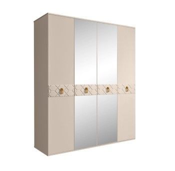 Шкаф 4-х дв. с зеркалами Bogemia Farfalle (Ваниль/Золото) БМШ1/4(Fa)