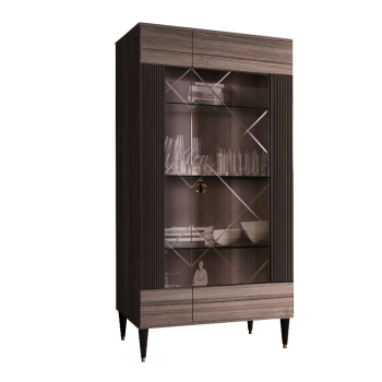 Витрина 2-ств. Римини СОЛО (Орех империя/Золото) (Левая) РМВ2-2С(s)