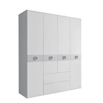 Шкаф 4-х дверный с ящиками, Bogemia Fillini (Белый/Хром) БМШ2/41(Fi)