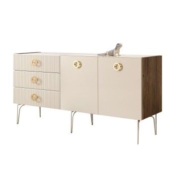 Комод 1.6м Bogemia Woodline Fi (Слоновая кость) (Lakobel/Золото) БМКМ-4