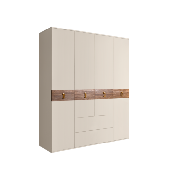 Шкаф 4-х дверный с ящиками, Bogemia Wood Fa (Слоновая кость/Золото) БМШ2/41(Wo)