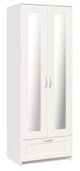 БРИМНЭС / СИРИУС Шкаф двухдверный ИКЕА / IKEA белый с одним выдвижным ящикам и двумя зеркалами