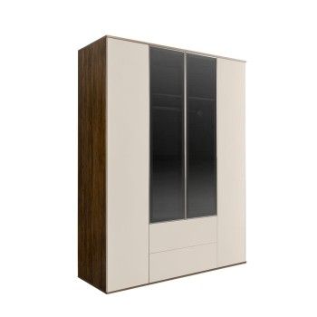 Шкаф 4-х дв. с ящиками Bogemia Woodline Air (Слоновая кость/Серебро) БМШ2/42(2)