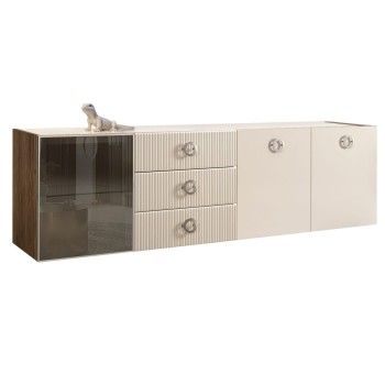 Комод 2.1м Bogemia Woodline Fly Fi (Слоновая кость) (Lakobel/Хром) БМКМ-5[4]