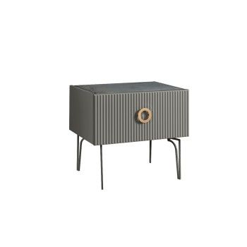 Тумба прикроватная Bogemia Fillini (Серый) (Novabuk/Золото) БМТП-1(Fi)