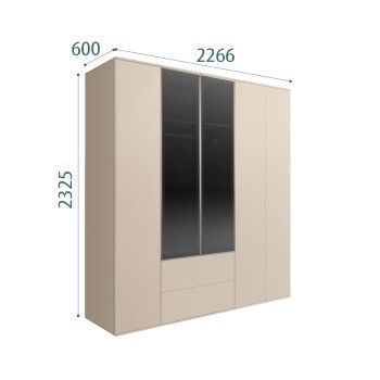 Шкаф 5-ти дв. с ящиками Bogemia Air (Ваниль/Серебро) БМШ2/52(2)