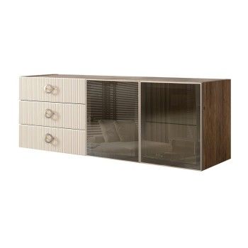 Комод 1.6м Bogemia Woodline Fly Fi (Слоновая кость) (Novabuk/Хром) БМКМ-4[5]