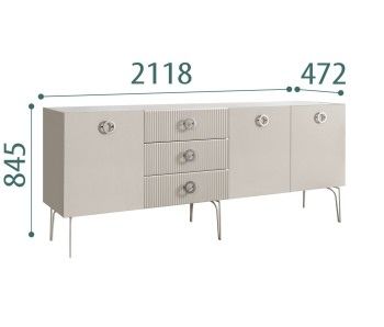 Комод 2.1м Bogemia Fillini (Шелк) (Novabuk/Хром) БМКМ-5(Fi)