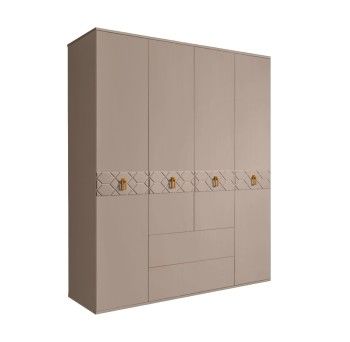 Шкаф 4-х дверный с ящиками, Bogemia Farfalle (Мокка/Золото) БМШ2/41(Fa)