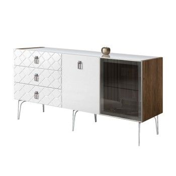 Комод 1.6м Bogemia Woodline Fa (Белый) (Lakobel/Хром) БМКМ-4[5][10]