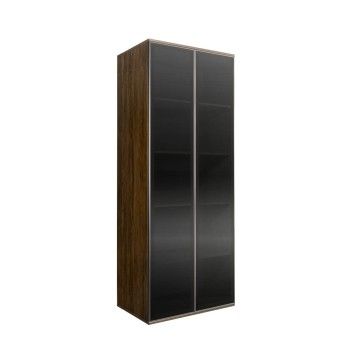 Шкаф 2-х дв. (2 двери стекло) Bogemia Woodline Air (Wood/Серебро) БМШ2/2(2)