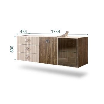 Комод 1.6м Bogemia Woodline Fly Wood Fi (Ваниль) (Lakobel/Хром) БМКМ-4[5][10]
