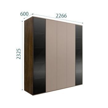 Шкаф 5-ти дв. Bogemia Woodline Air (Мокка/Черный) БМШ2/5(2)