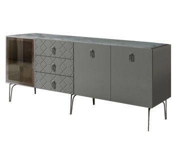 Комод 2.1м Bogemia Farfalle (Серый) (Novabuk/Хром) БМКМ-5(Fa)[4]