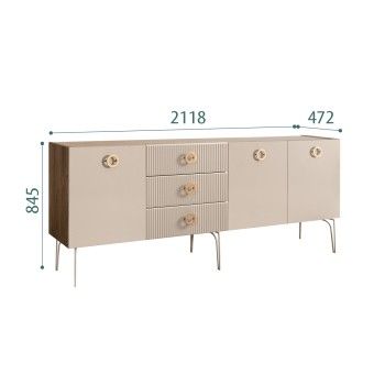 Комод 2.1м Bogemia Woodline Fi (Ваниль) (Novabuk/Золото) БМКМ-5