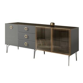 Комод 2.1м Bogemia Fillini (Серый) (Lakobel/Золото) БМКМ-5(Fi)[5][10]