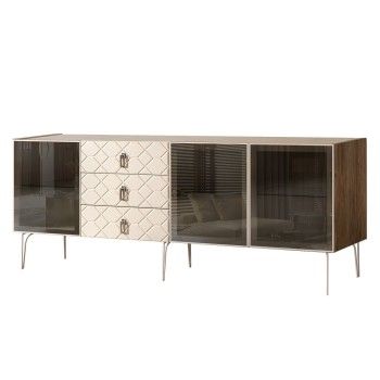 Комод 2.1м Bogemia Woodline Fa (Слоновая кость) (Novabuk/Хром) БМКМ-5[5]