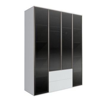 Шкаф 4-х дв. с ящиками Bogemia Air (Белый/Серебро) БМШ2/42(4)