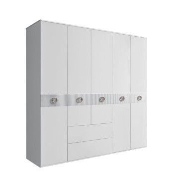 Шкаф 5-ти дверный с ящиками, Bogemia Fillini (Белый/Хром) БМШ2/51(Fi)