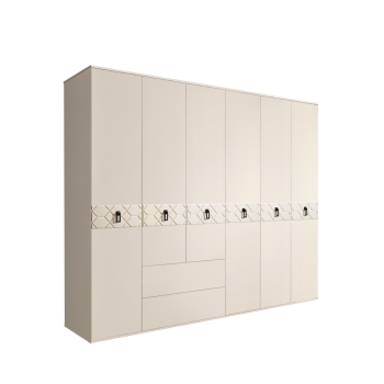 Шкаф 6-ти дверный с ящиками, Bogemia Farfalle (Слоновая кость/Черный) БМШ2/61(Fa)