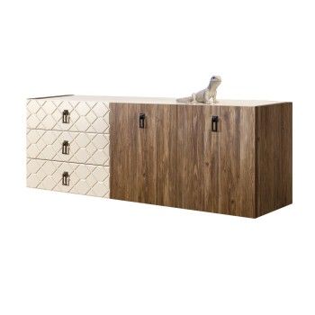 Комод 1.6м Bogemia Woodline Fly Wood Fa (Слоновая кость) (Lakobel/Черный) БМКМ-4