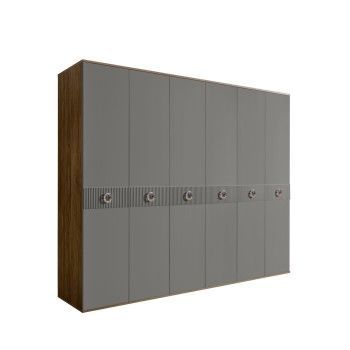 Шкаф 6-ти дв. Bogemia Woodline Fi (Серый/Хром) БМШ2/6(Fi)