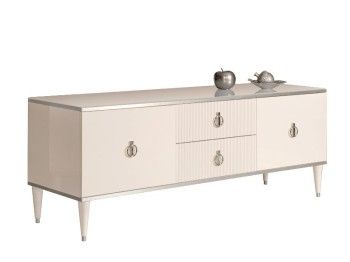 Тумба под телевизор Римини СОЛО (Слоновая кость/Серебро) РМТ-3(s)