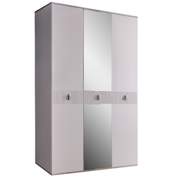 Шкаф 3-х дверный с зеркалом Римини СОЛО (Белый/Серебро) РМШ1/3(s)