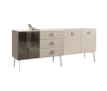 Комод 2.1м Bogemia Fillini (Ваниль) (Lakobel/Хром) БМКМ-5(Fi)[4]