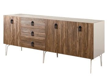 Комод 2.1м Bogemia Wood Fa (Слоновая кость) (Novabuk/Черный) БМКМ-5(Wo)