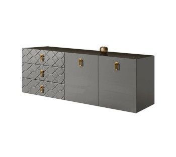 Комод 1.6м Bogemia Fly Farfalle (Серый) (Lakobel/Золото) БМКМ-4