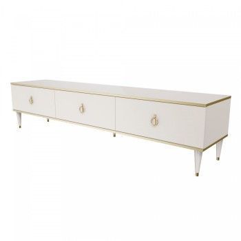 Тумба под телевизор 3 ящика Римини (Слоновая кость/Золото) РМТ-4