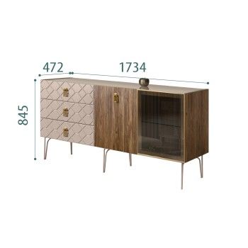 Комод 1.6м Bogemia Woodline Wood Fa (Мокка) (Lakobel/Золото) БМКМ-4[5][10]