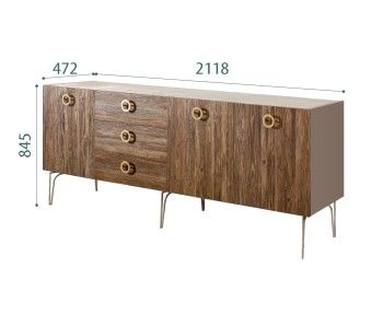 Комод 2.1м Bogemia Wood Fi (Мокка) (Novabuk/Хром) БМКМ-5(Wo)