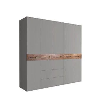 Шкаф 5-ти дверный с ящиками, Bogemia Wood Wo (Серый/Золото) БМШ2/51(Wo)