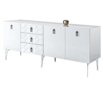 Комод 2.1м Bogemia Farfalle (Белый) (Lakobel/Хром) БМКМ-5(Fa)