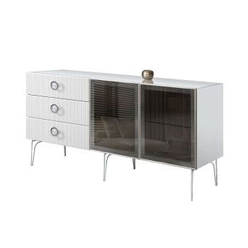 Комод 1.6м Bogemia Fillini (Белый) (Lakobel/Хром) БМКМ-4(Fi)[5]