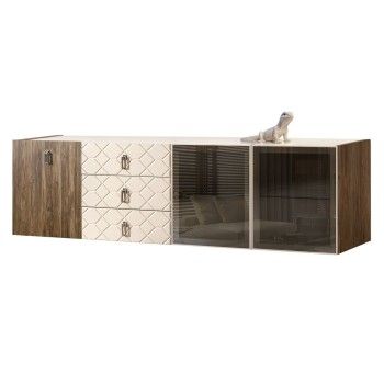 Комод 2.1м Bogemia Woodline Fly Wood Fa (Слоновая кость) (Lakobel/Хром) БМКМ-5[5][10]