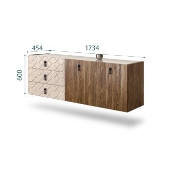 Комод 1.6м Bogemia Woodline Fly Wood Fa (Ваниль) (Lakobel/Черный) БМКМ-4