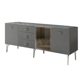 Комод 2.1м Bogemia Fillini (Серый) (Novabuk/Хром) БМКМ-5(Fi)[4]