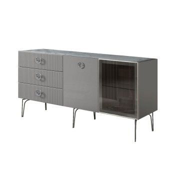 Комод 1.6м Bogemia Fillini (Серый) (Novabuk/Хром) БМКМ-4(Fi)[5][10]