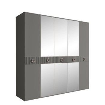 Шкаф 5-ти дв. с зеркалами Bogemia Fillini (Серый/Хром) БМШ1/5(Fi)