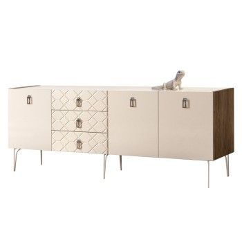 Комод 2.1м Bogemia Woodline Fa (Слоновая кость) (Lakobel/Хром) БМКМ-5