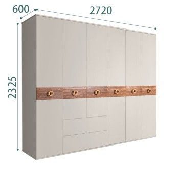 Шкаф 6-ти дверный с ящиками, Bogemia Wood Fi (Шелк/Золото) БМШ2/61(Wo)