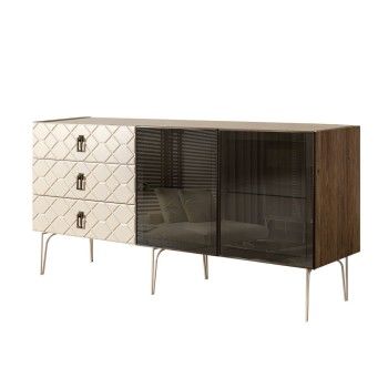 Комод 1.6м Bogemia Woodline Fa (Слоновая кость) (Novabuk/Черный) БМКМ-4[5]