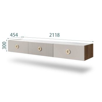 Тумба телевизионная 2.1м Bogemia Woodline Fly Fi (Шелк) (Novabuk/Золото) БМТ-2[10]