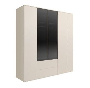 Шкаф 5-ти дв. с ящиками Bogemia Air (Слоновая кость/Черный) БМШ2/52(2)