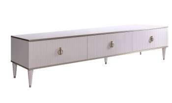 Тумба под телевизор 3 ящика Римини СОЛО (Белый/Серебро) РМТ-4(s)[10]