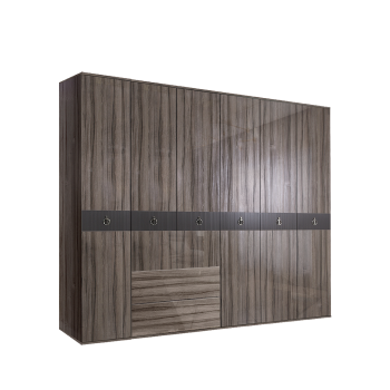 Шкаф 6-ти дверный с ящиками Римини СОЛО (Орех империя/Серебро) РМШ2/61(s)