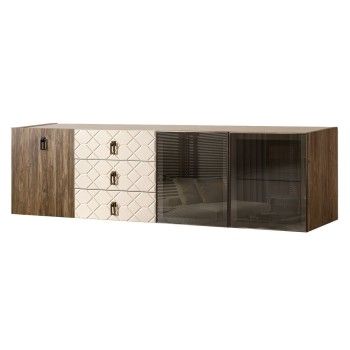 Комод 2.1м Bogemia Woodline Fly Wood Fa (Слоновая кость) (Novabuk/Черный) БМКМ-5[5][10]